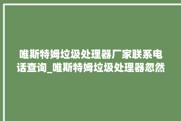 唯斯特姆垃圾处理器厂家联系电话查询_唯斯特姆垃圾处理器忽然不转了 。斯特