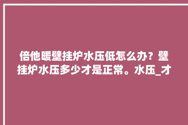 倍他暖壁挂炉水压低怎么办？壁挂炉水压多少才是正常。水压_才是