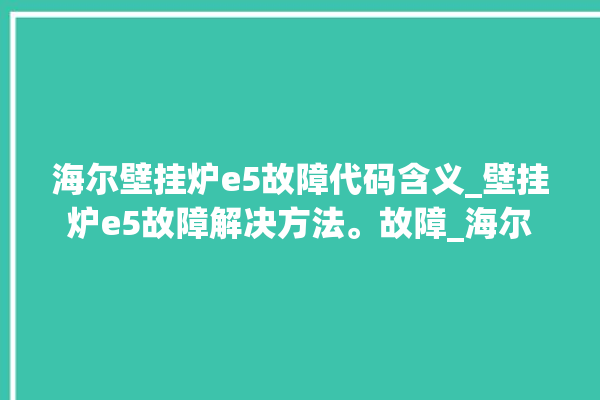 海尔壁挂炉e5故障代码含义_壁挂炉e5故障解决方法。故障_海尔