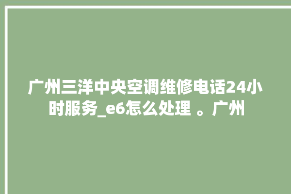 广州三洋中央空调维修电话24小时服务_e6怎么处理 。广州