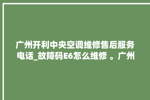 广州开利中央空调维修售后服务电话_故障码E6怎么维修 。广州