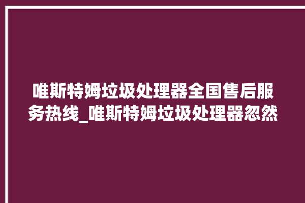 唯斯特姆垃圾处理器全国售后服务热线_唯斯特姆垃圾处理器忽然不转了 。斯特