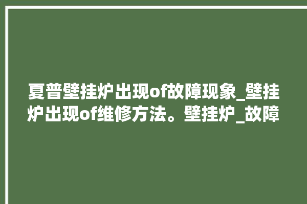 夏普壁挂炉出现of故障现象_壁挂炉出现of维修方法。壁挂炉_故障