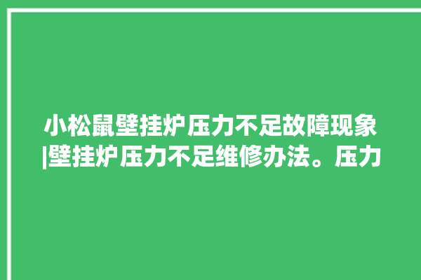 小松鼠壁挂炉压力不足故障现象|壁挂炉压力不足维修办法。压力_壁挂炉