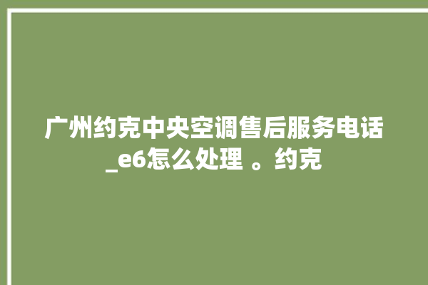 广州约克中央空调售后服务电话_e6怎么处理 。约克