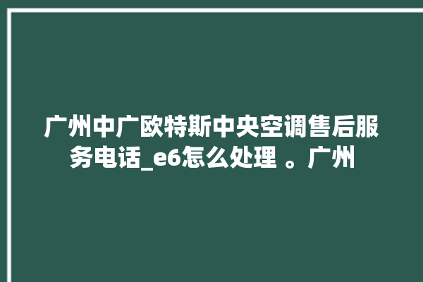 广州中广欧特斯中央空调售后服务电话_e6怎么处理 。广州