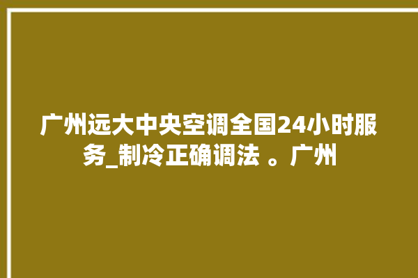 广州远大中央空调全国24小时服务_制冷正确调法 。广州