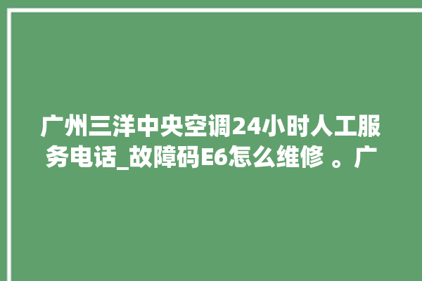 广州三洋中央空调24小时人工服务电话_故障码E6怎么维修 。广州