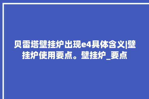 贝雷塔壁挂炉出现e4具体含义|壁挂炉使用要点。壁挂炉_要点