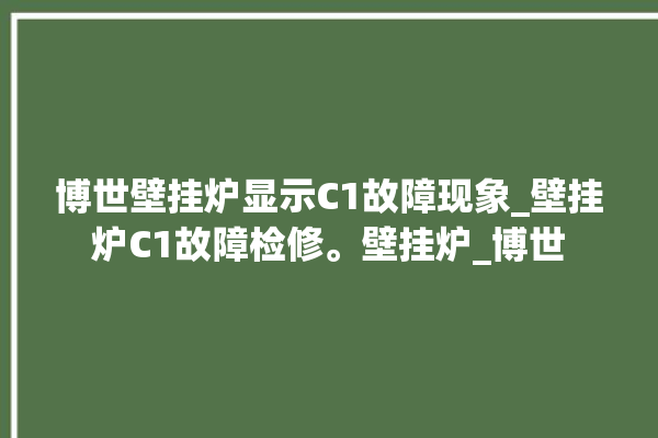 博世壁挂炉显示C1故障现象_壁挂炉C1故障检修。壁挂炉_博世