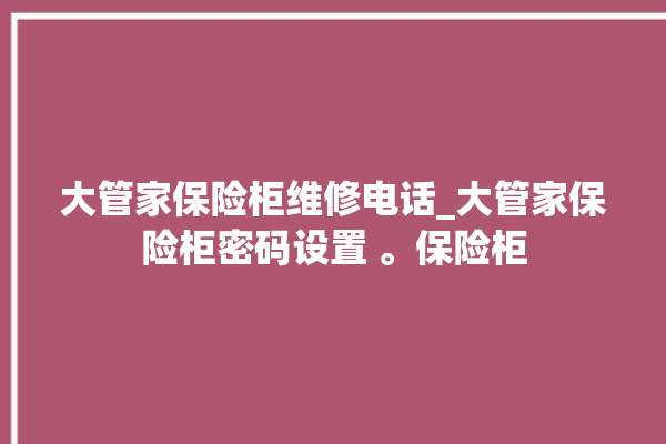 大管家保险柜维修电话_大管家保险柜密码设置 。保险柜