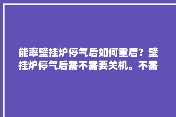 能率壁挂炉停气后如何重启？壁挂炉停气后需不需要关机。不需要_壁挂炉