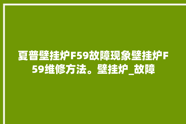 夏普壁挂炉F59故障现象壁挂炉F59维修方法。壁挂炉_故障