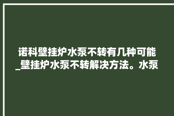 诺科壁挂炉水泵不转有几种可能_壁挂炉水泵不转解决方法。水泵_不转