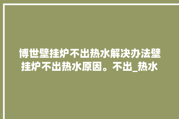 博世壁挂炉不出热水解决办法壁挂炉不出热水原因。不出_热水