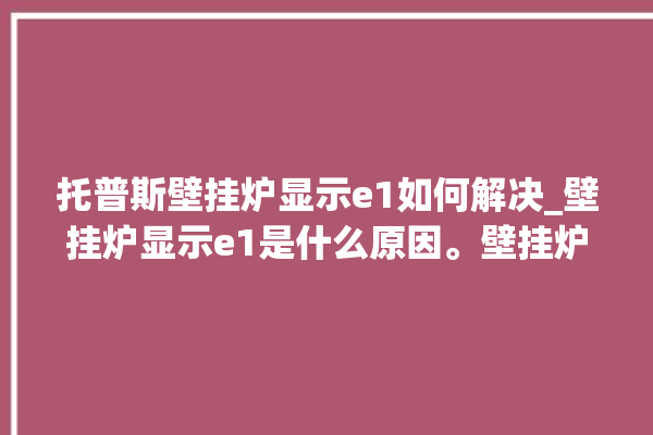 托普斯壁挂炉显示e1如何解决_壁挂炉显示e1是什么原因。壁挂炉_如何解决