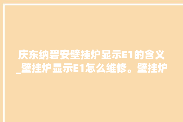 庆东纳碧安壁挂炉显示E1的含义_壁挂炉显示E1怎么维修。壁挂炉_含义