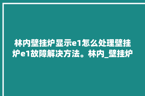 林内壁挂炉显示e1怎么处理壁挂炉e1故障解决方法。林内_壁挂炉