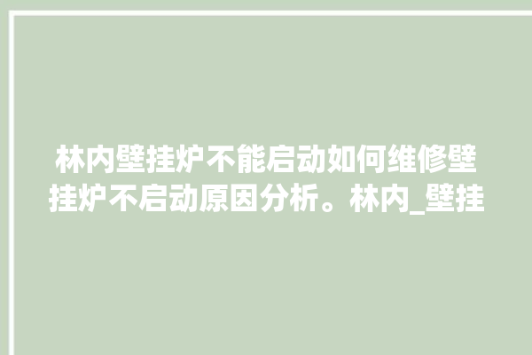 林内壁挂炉不能启动如何维修壁挂炉不启动原因分析。林内_壁挂炉