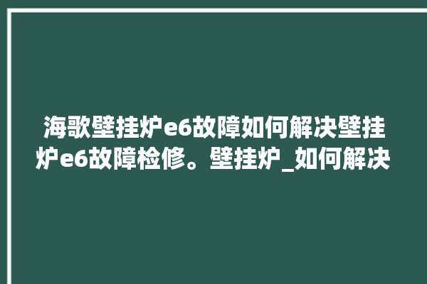 海歌壁挂炉e6故障如何解决壁挂炉e6故障检修。壁挂炉_如何解决