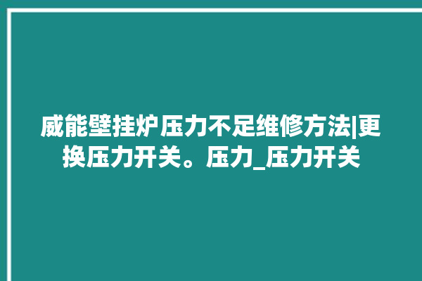 威能壁挂炉压力不足维修方法|更换压力开关。压力_压力开关