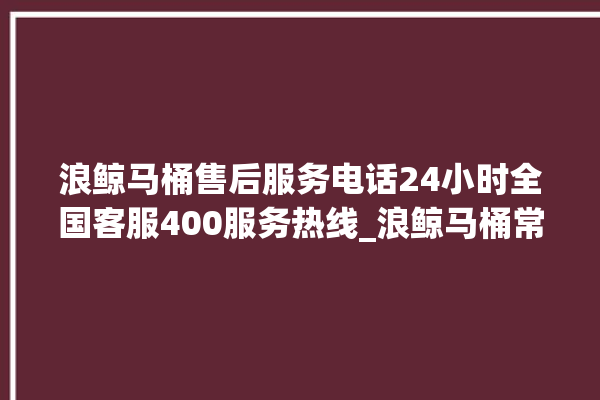 浪鲸马桶售后服务电话24小时全国客服400服务热线_浪鲸马桶常见故障 。马桶