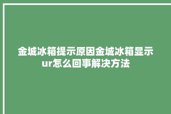 金城冰箱提示原因金城冰箱显示ur怎么回事解决方法