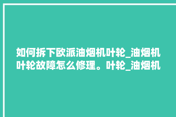 如何拆下欧派油烟机叶轮_油烟机叶轮故障怎么修理。叶轮_油烟机