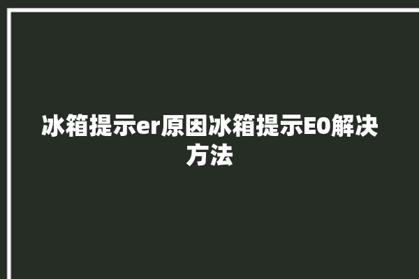 冰箱提示er原因冰箱提示E0解决方法