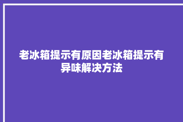 老冰箱提示有原因老冰箱提示有异味解决方法