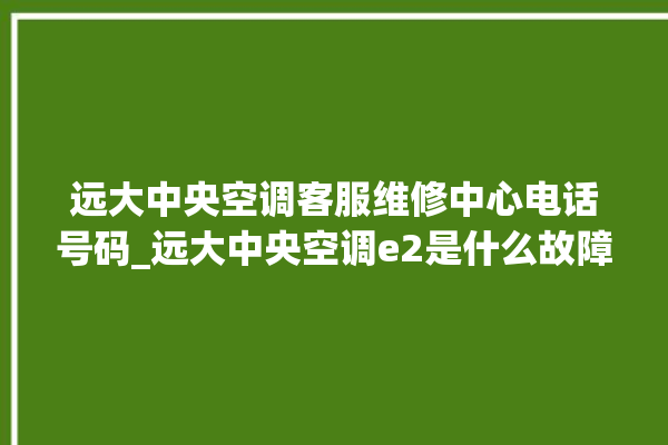 远大中央空调客服维修中心电话号码_远大中央空调e2是什么故障怎么解决 。中央空调