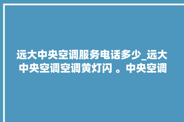 远大中央空调服务电话多少_远大中央空调空调黄灯闪 。中央空调