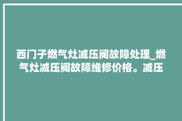 西门子燃气灶减压阀故障处理_燃气灶减压阀故障维修价格。减压阀_燃气灶