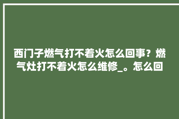 西门子燃气打不着火怎么回事？燃气灶打不着火怎么维修_。怎么回事_燃气