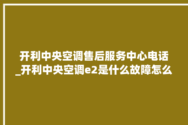 开利中央空调售后服务中心电话_开利中央空调e2是什么故障怎么解决 。中央空调