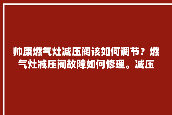 帅康燃气灶减压阀该如何调节？燃气灶减压阀故障如何修理。减压阀_燃气灶