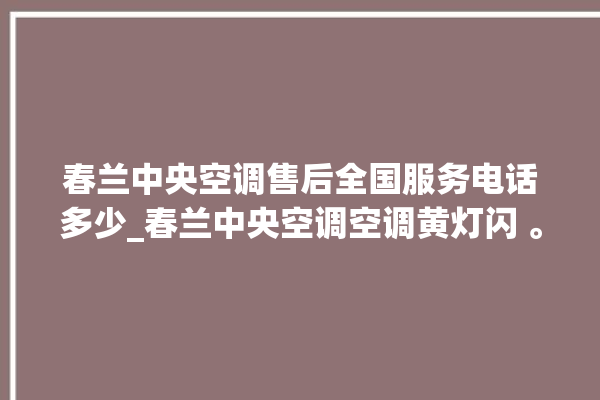 春兰中央空调售后全国服务电话多少_春兰中央空调空调黄灯闪 。春兰