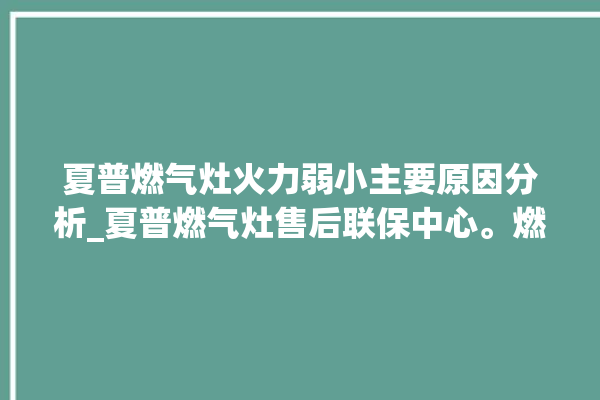 夏普燃气灶火力弱小主要原因分析_夏普燃气灶售后联保中心。燃气灶_主要原因