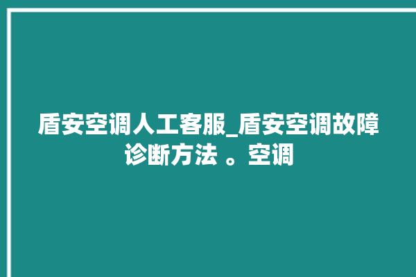 盾安空调人工客服_盾安空调故障诊断方法 。空调