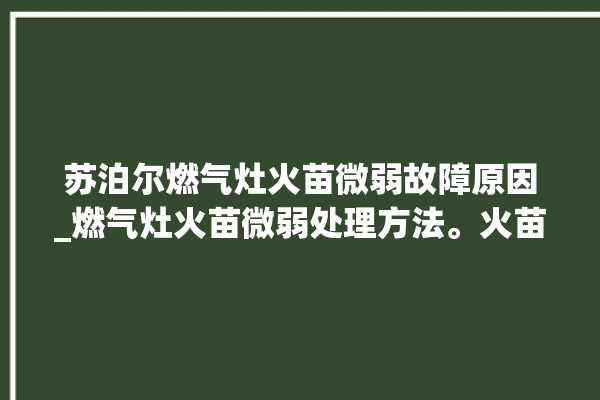 苏泊尔燃气灶火苗微弱故障原因_燃气灶火苗微弱处理方法。火苗_微弱