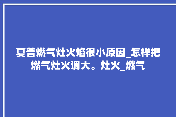 夏普燃气灶火焰很小原因_怎样把燃气灶火调大。灶火_燃气