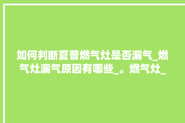 如何判断夏普燃气灶是否漏气_燃气灶漏气原因有哪些_。燃气灶_如何判断